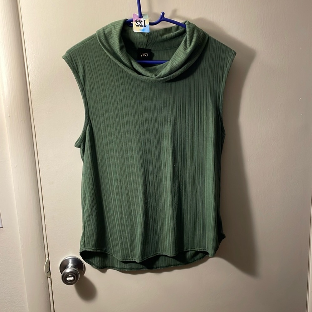 EUC W5 green cowl neck ribbed tank sz.L 122